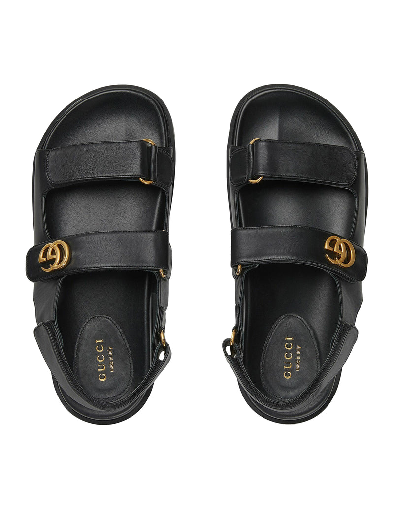 GG leather sandals