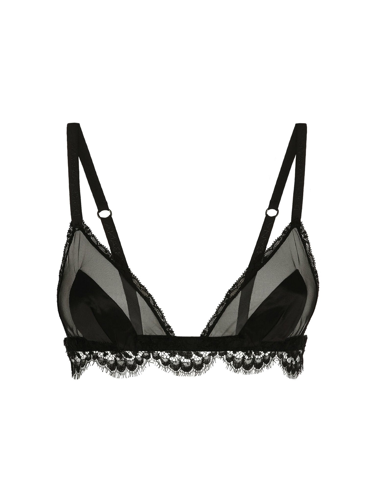SOFT CUP TRIANGLE BRA IN TULLE, SATIN AND LACE