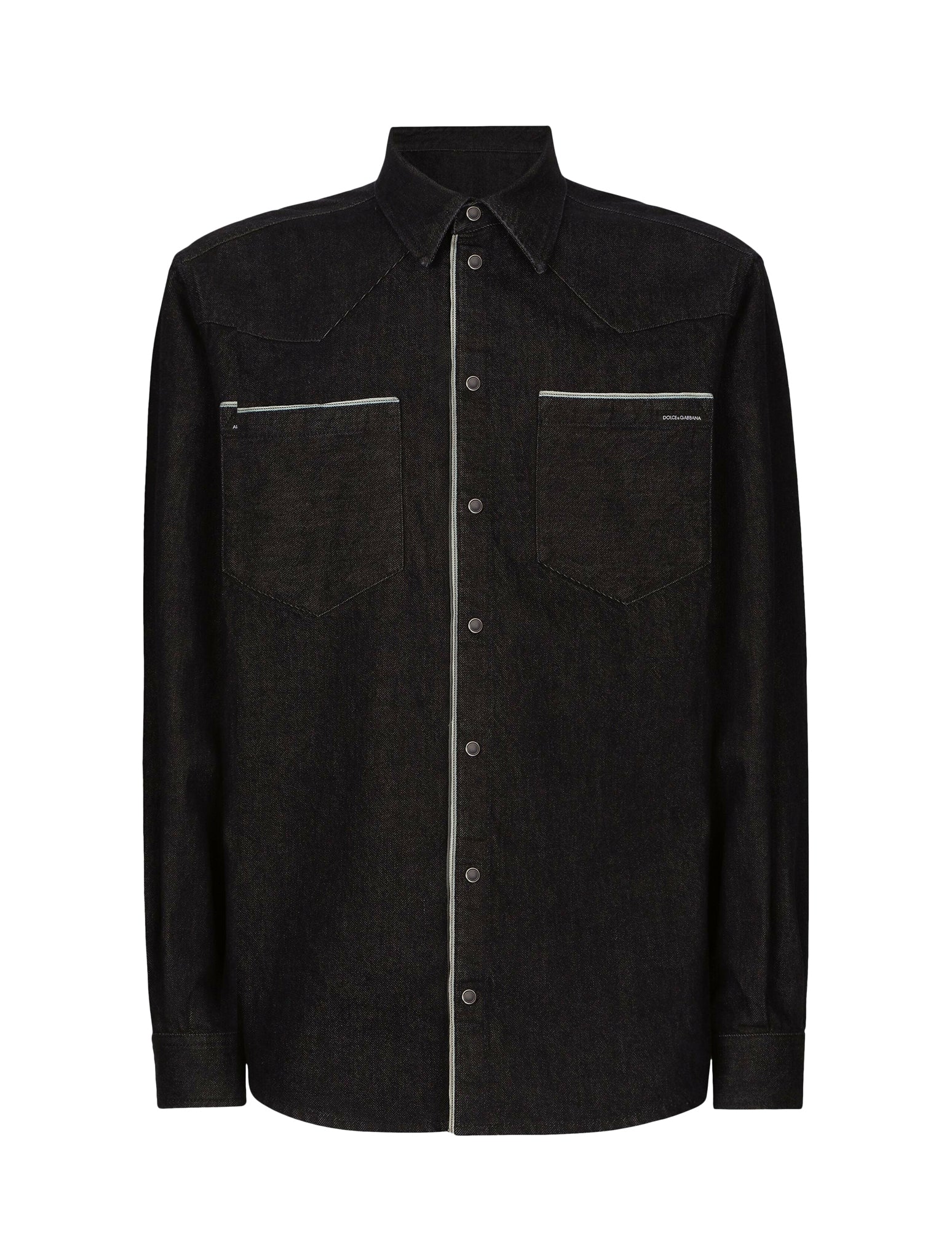 denim shirt with contrasting finishes