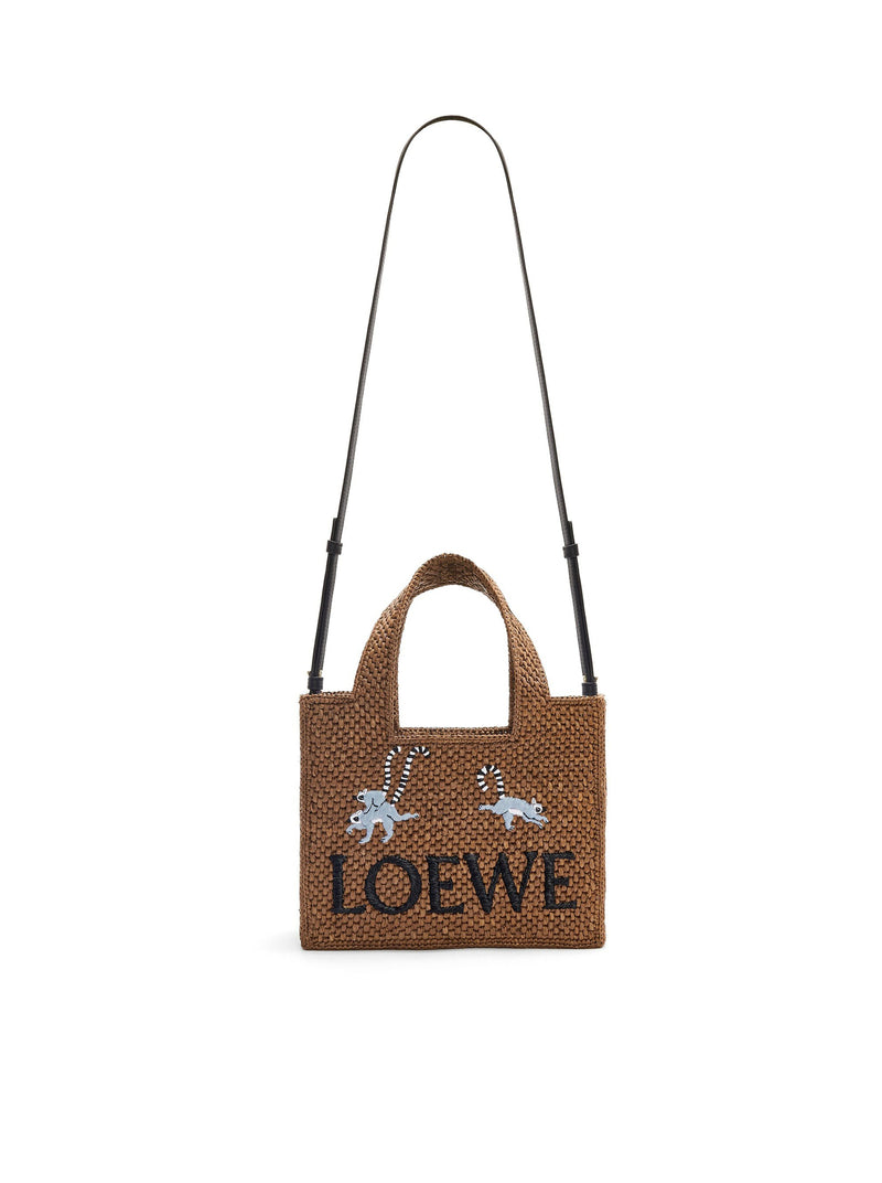 Lemur small Font Tote bag in raffia