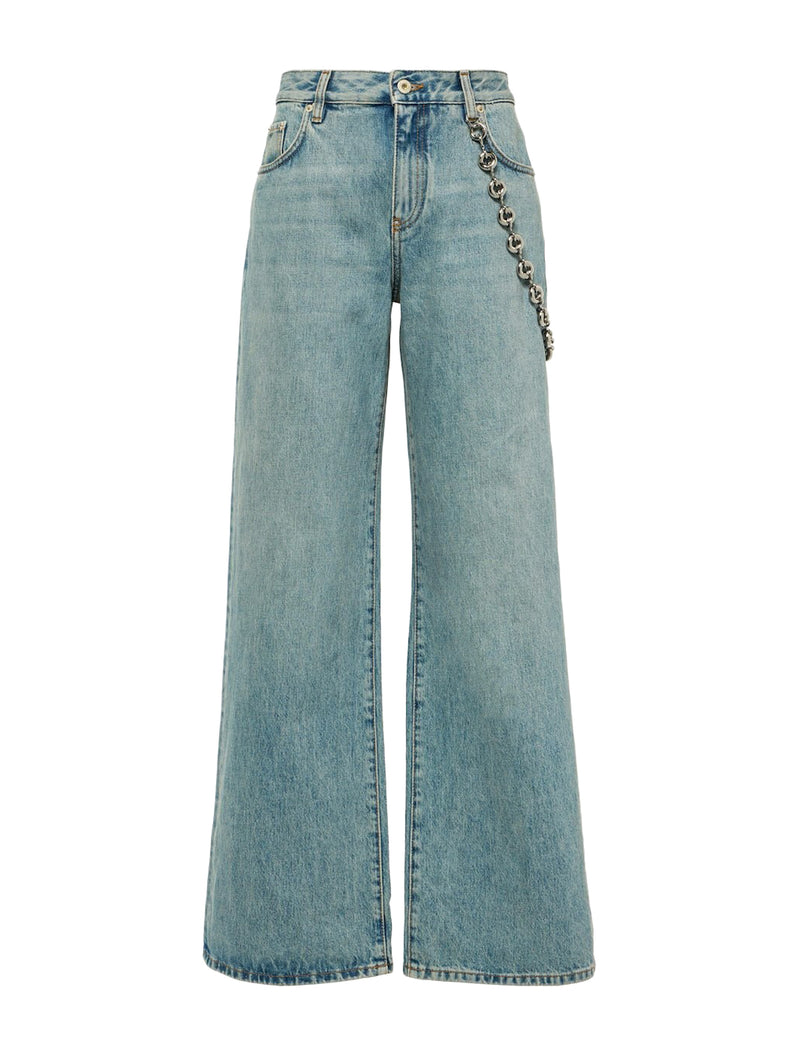 Jeans with denim chain