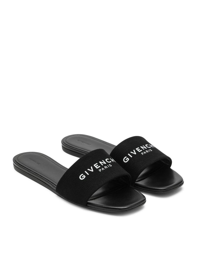 Low black canvas sandal