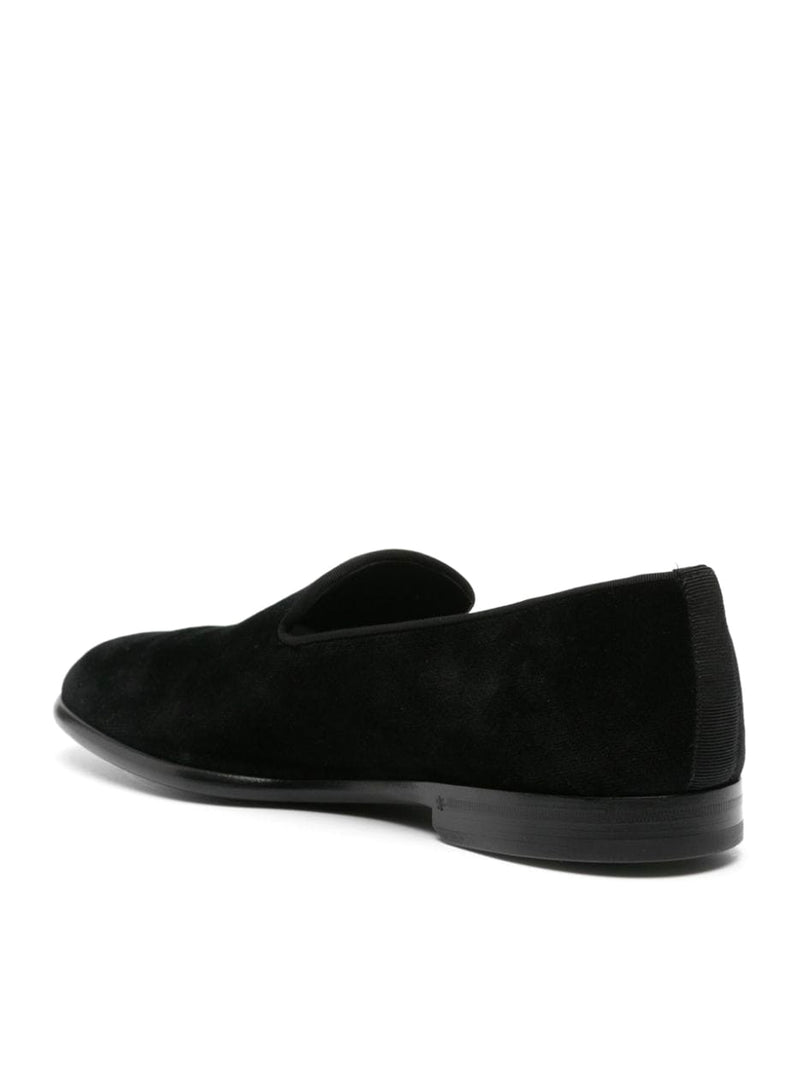 leather-sole velvet loafers