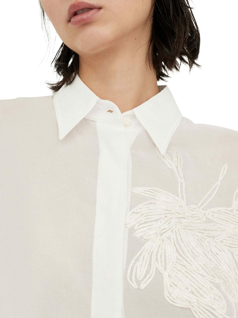Shirt with floral embroidery