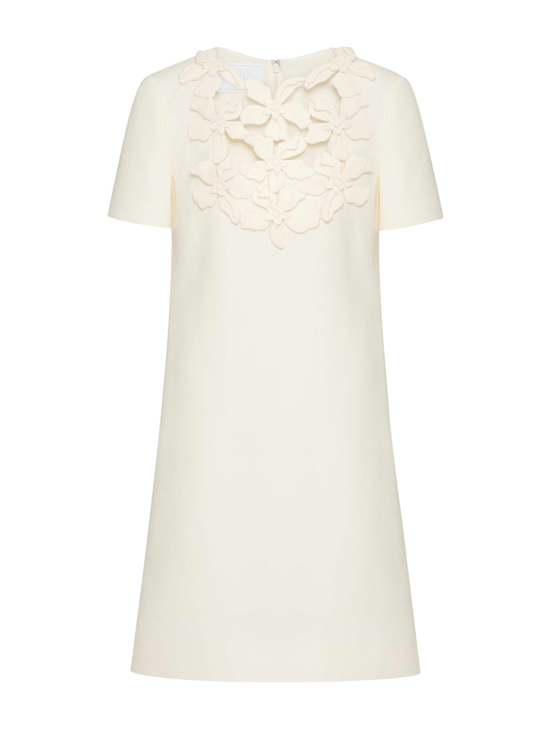 SHORT DRESS IN EMBROIDERED CREPE COUTURE