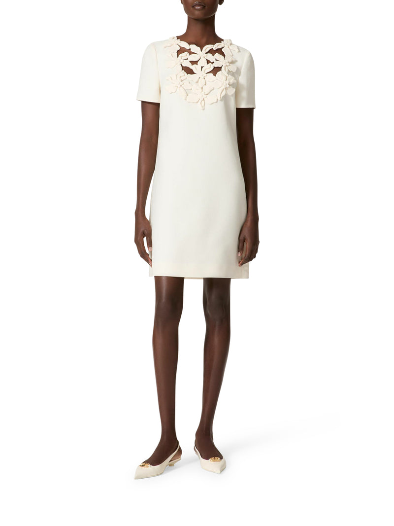 SHORT DRESS IN EMBROIDERED CREPE COUTURE