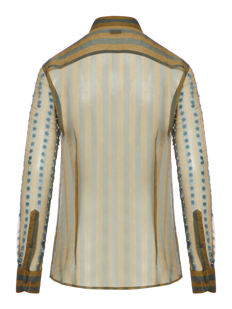 silk shirt printed with two-tone stripes