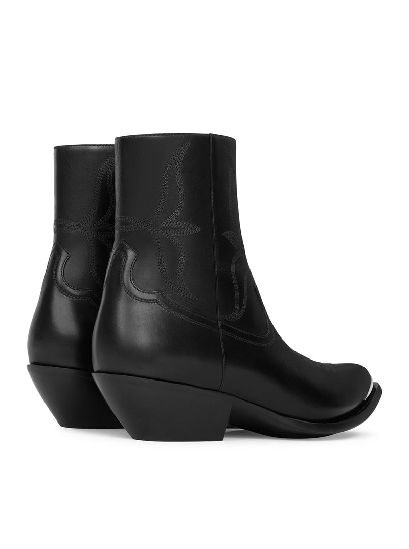CELINE LEON BOOT WITH ZIP AND METAL TOE IN POLISHED CALFSKIN