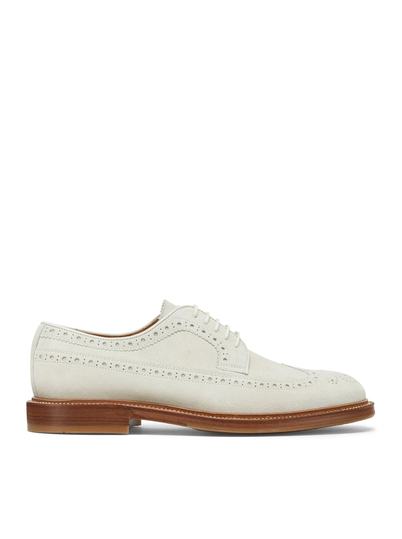 perforated-embellished suede derby shoes