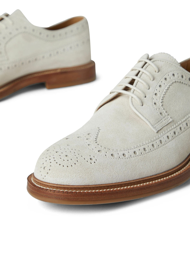 perforated-embellished suede derby shoes