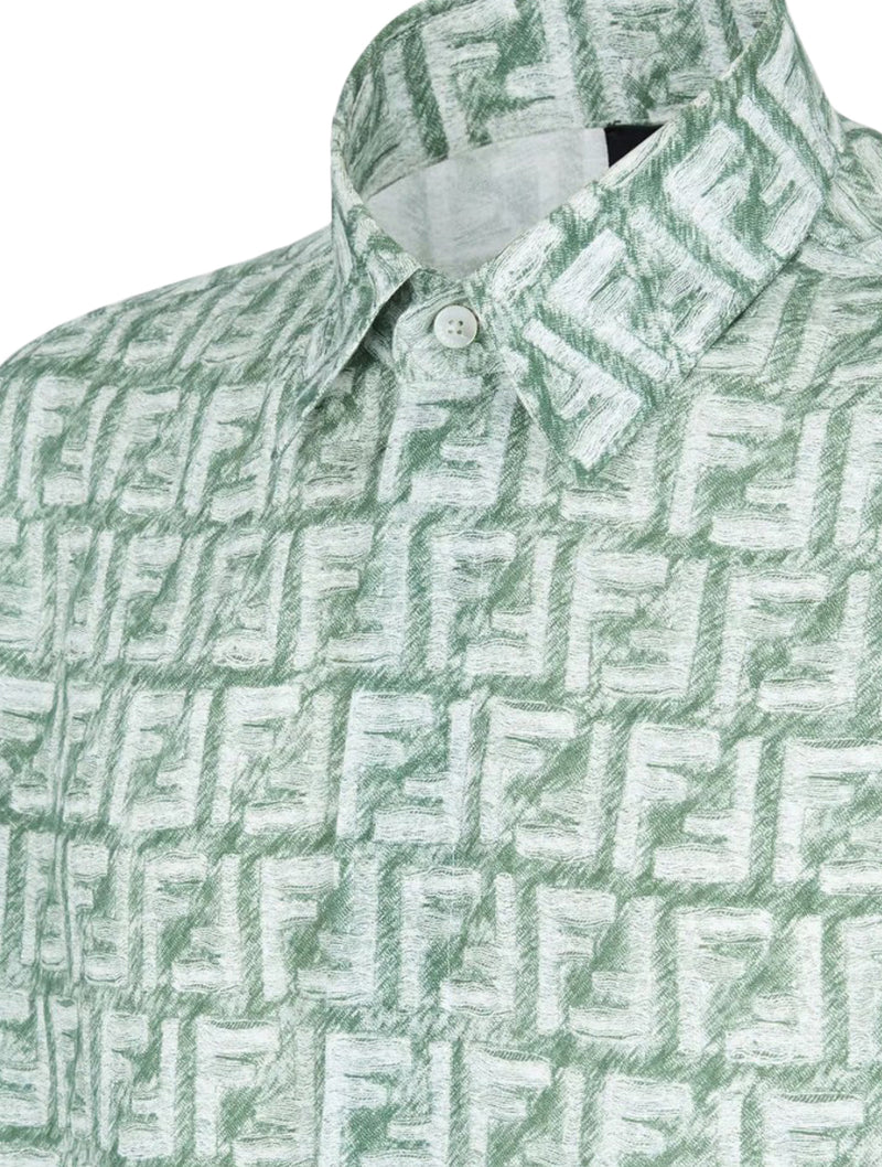 Green linen shirt with label