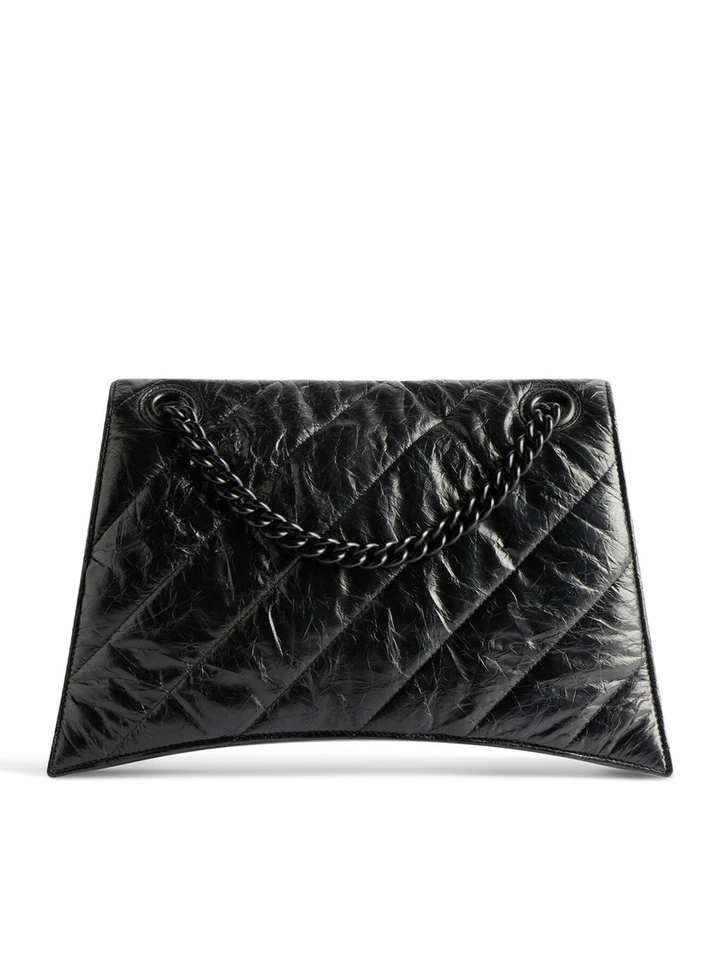 MEDIUM QUILTED CRUSH BAG WITH CHAIN FOR WOMEN IN BLACK