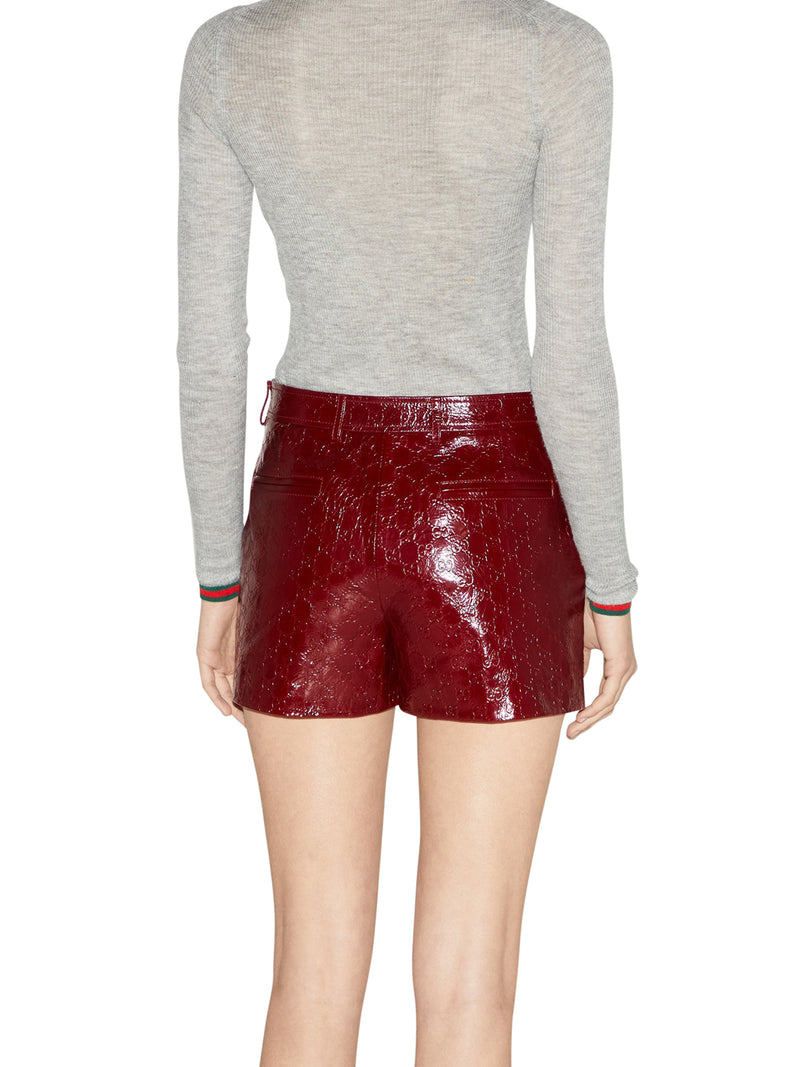 SHINY LEATHER SHORTS WITH EMBOSSED GG MOTIF