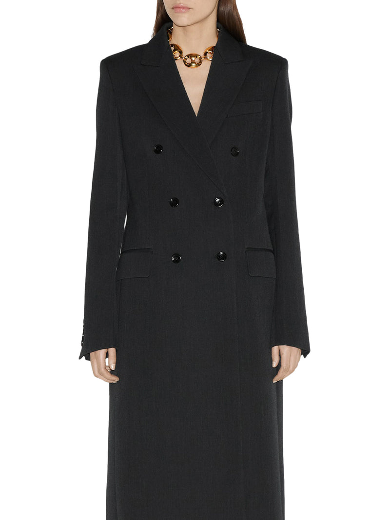 LONG DOUBLE-BREASTED WOOL COAT